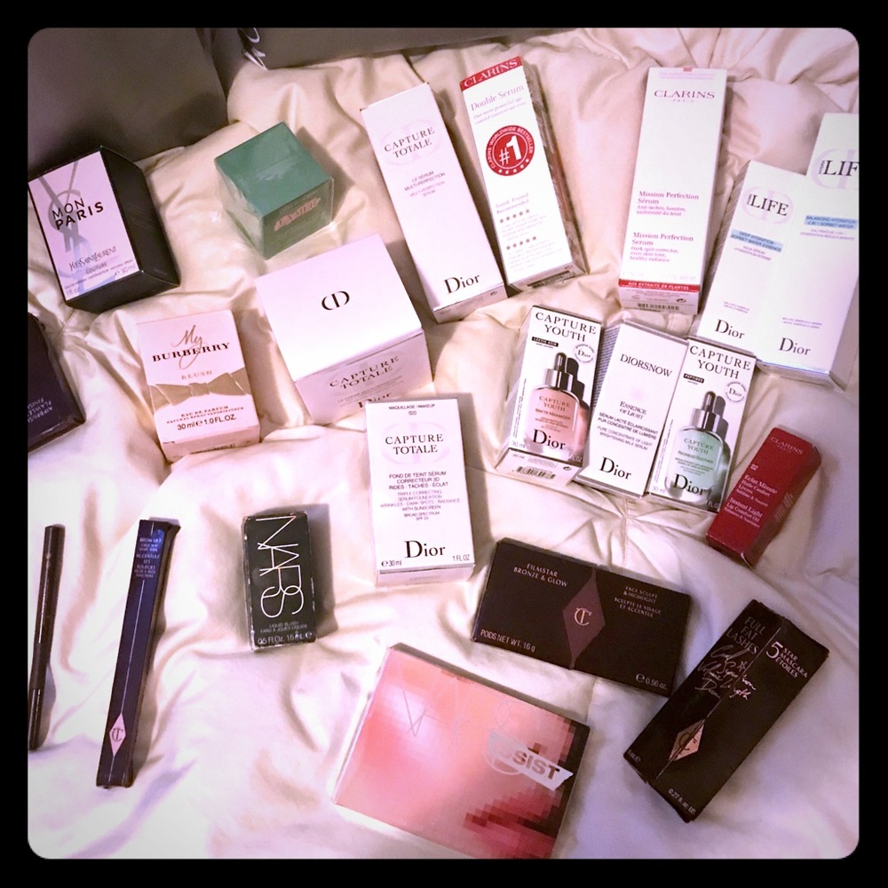 Dior, Clarins, Nars, Charlotte Tilbury, burberry